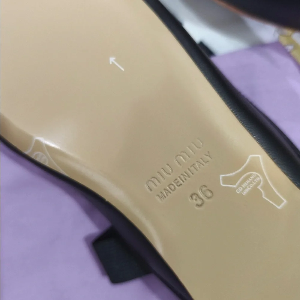 Miu Miu Black Leather Ballet Mules - Picture 8 of 8